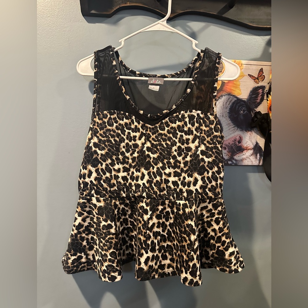 Dots Black and White Leopard Print Blouse